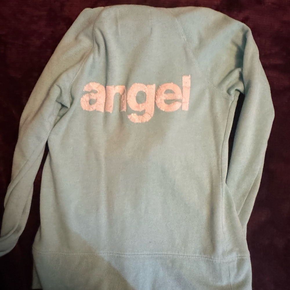 Light Blue Victoria Secret Sequin Zip-Up Hoodie